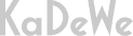 Logo des KaDeWe in hellgrauer Schrift auf transparentem Hintergrund, schlicht und modern gestaltet.