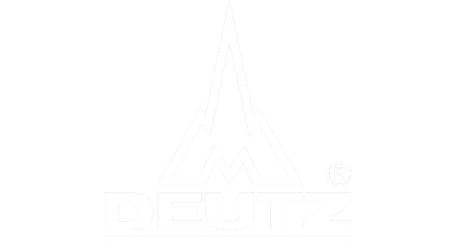 Logo der Marke Deutz mit stilisiertem Bergsymbol über dem Schriftzug DEUTZ auf schwarzem Hintergrund.